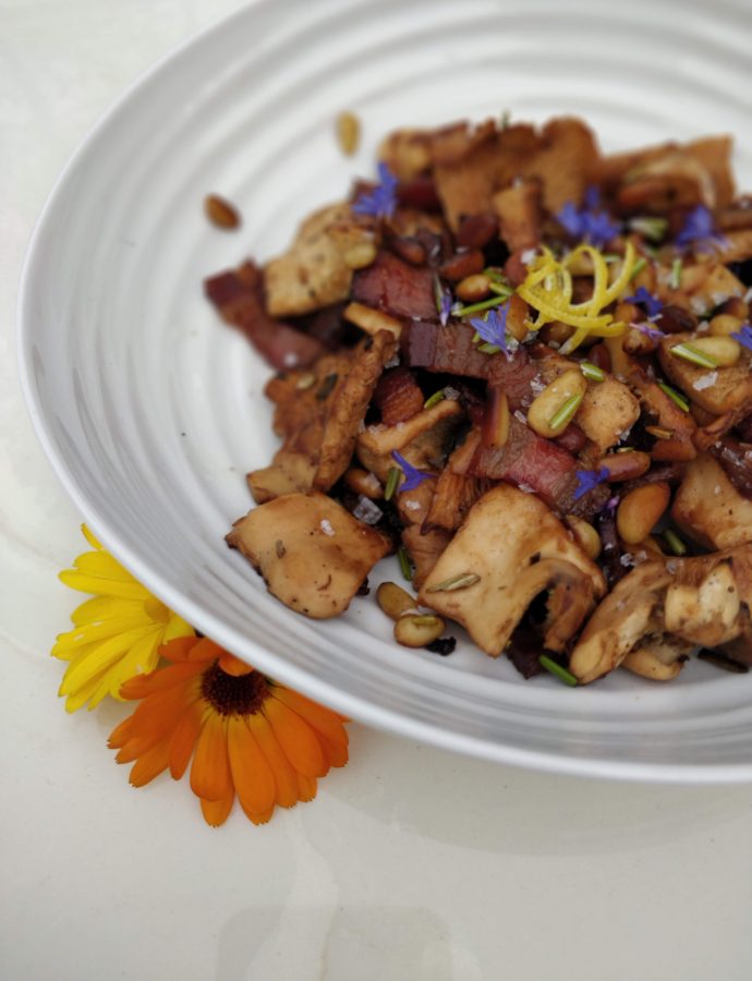 Wild Mushrooms with Pancetta, Rosemary and Pine Nuts